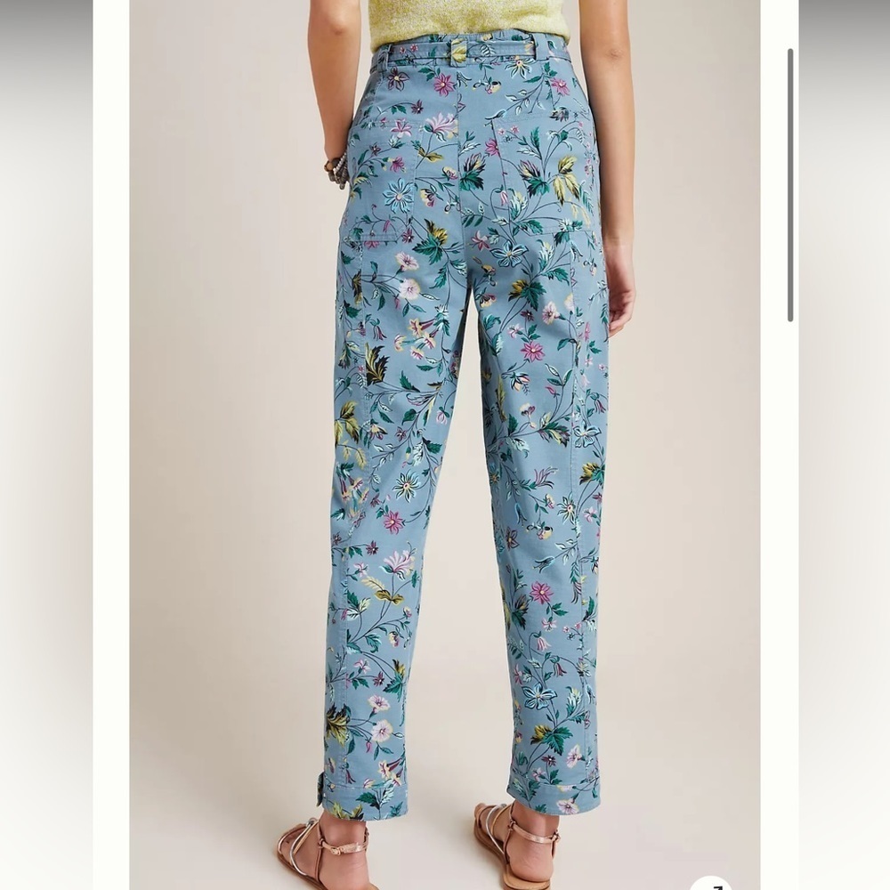 ANTHROPOLOGIE Victoria Floral Cargo Pants with Removable Belt - Picture 14 of 16